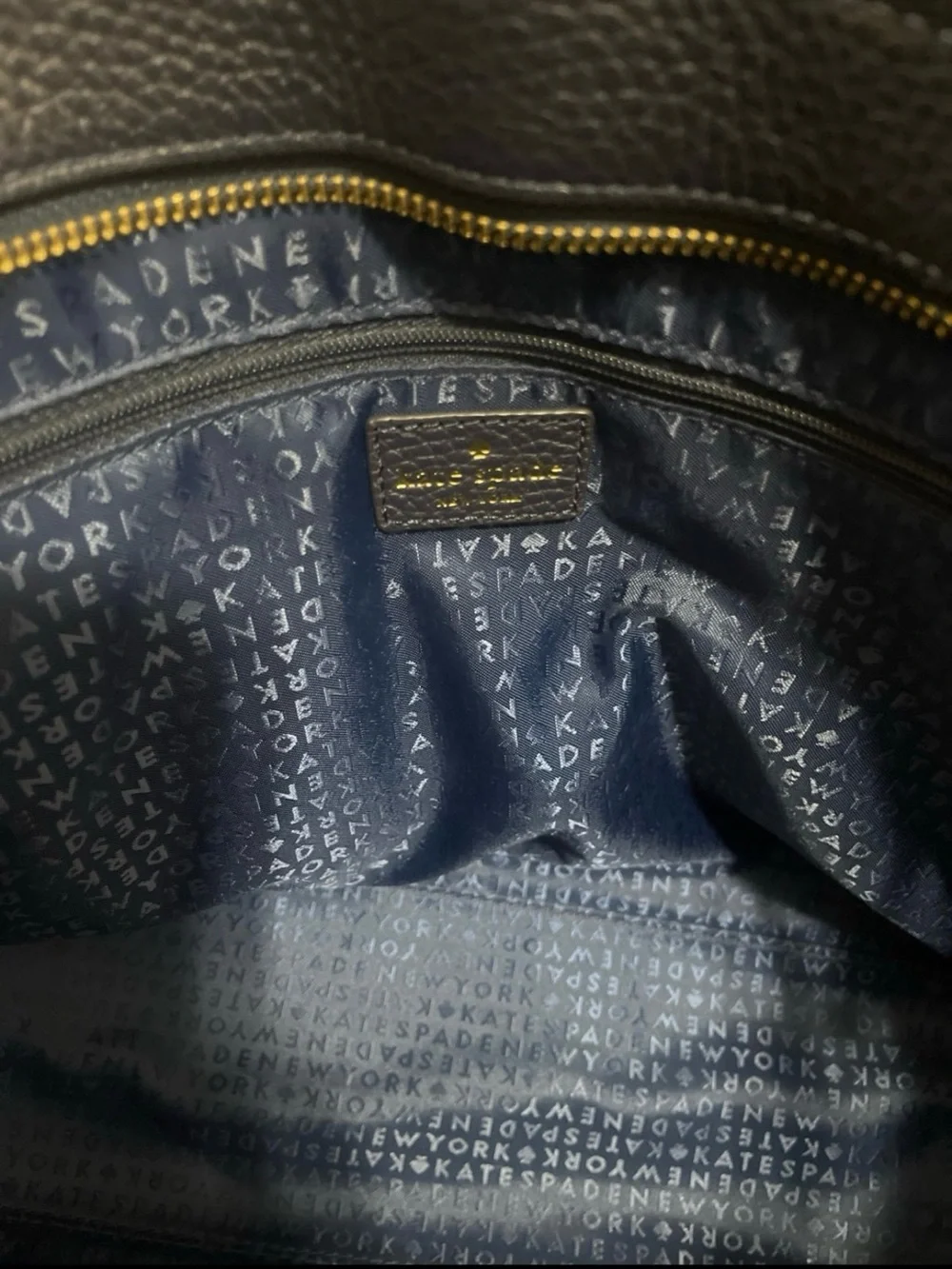 Kate Spade NY Pebbled Leather Chester Street Allyn Navy Satchel handbag tote